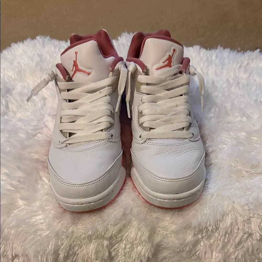 Air Jordan Kids White and Pink Sneakers